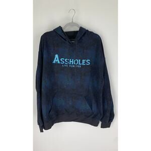 Assholes Live Forever Blue Tie Dye Celestial Unisex Hoodie XL Blue New Pullover